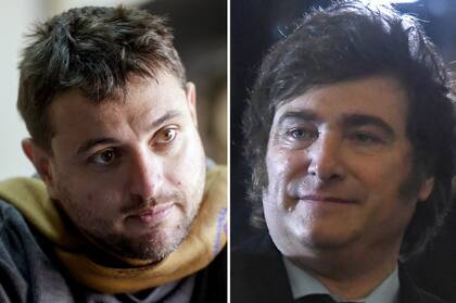 El dirigente social y fundador del MTE, Juan Grabois, junto al flamante presidente, Javier Milei