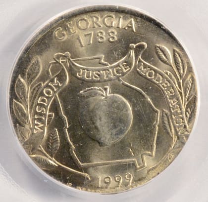 El diseño de Georgia cuenta con la fruta característica del estado
