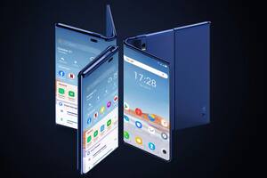 El diseño de TCL es el de una pantalla que tiene un pliegue, y un borde que queda oculto dentro del teléfono y se despliega a voluntad