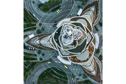 El diseño del edificio está inspirado en la flor Hymenocallis, fusiona la naturaleza con la tecnología,