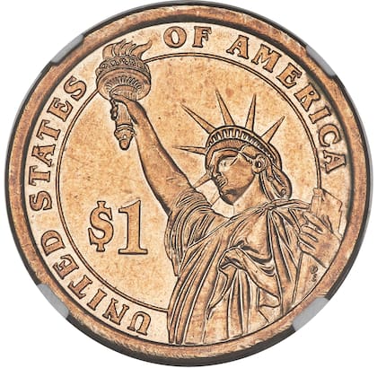 El diseño del reverso pertenece a los dólares presidenciales