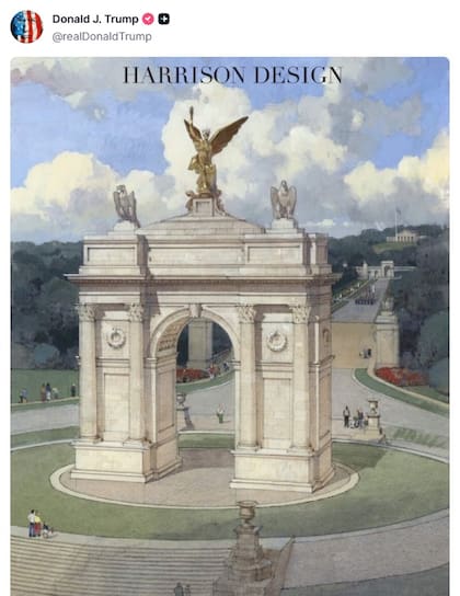 El diseño fue propuesto por Donald Trump e ilustrado por Harrison Design (Truth/@realDonaldTrump)