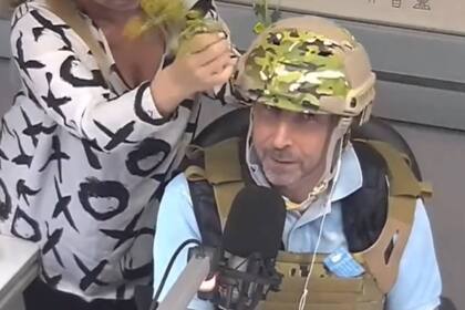 El disfraz militar de Feimann (Foto captura video Radio Mitre)