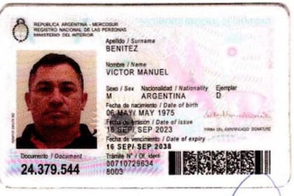 El DNI argentino que usaba el sospechoso