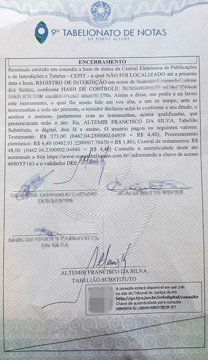 El documento en el que Neymar es el único heredero