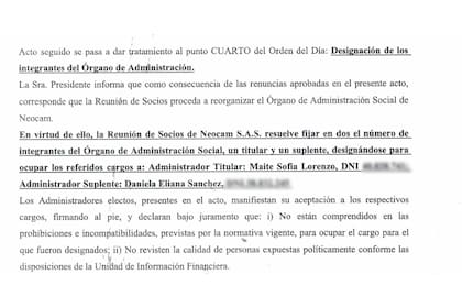 El documento que revela la compra de las acciones de Neocam.