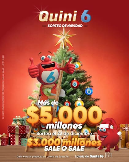 El domingo 22 de diciembre se realiza el sorteo de Navidad del Quini 6 con un pozo estimado de $5.000 millones