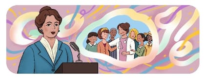El doodle con el que Google recordó a Elvira Rawson a 155 años de su nacimiento