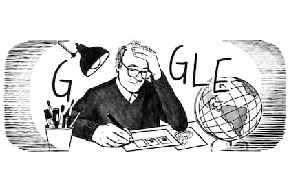 El doodle de Google por los 90 años del nacimiento de Quino, que fue diseñado por la artista argentina Azul Portillo