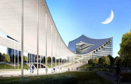 El dosel tiene 140 metros de largo entre edificio y edificio