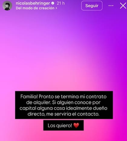 El drama de Nicolás Behringer