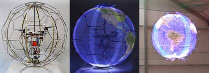 El drone de Docomo detenido, con la pantalla en funcionamiento y en pleno vuelo