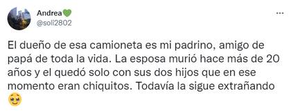 "El dueño de esa camioneta es mi padrino", reveló la usuaria (Foto: Twitter @soli2802)