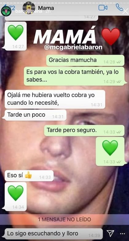 El dukce intercmbio entre Jimena Barón y su madre