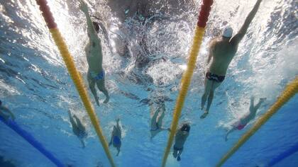 El Duna Arena, de Budapest, escenario del Mundial, y una sesión de práctica