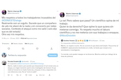El duro cruce de tuits entre Martín Liberman y Nicolás Dvoskin, investigador del CONICET