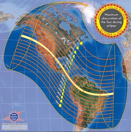 El eclipse solar anular podrá verse en varios países de Norteamérica, Centro y Sudamérica