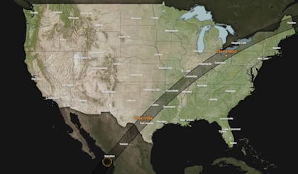 El eclipse solar total del lunes 8 de abril de 2024 cruzará América del Norte; pasará por México, Estados Unidos y Canadá.