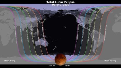 El eclipse total de luna se podrán ver en la mayoría de Estados Unidos (Estudio de visualización científica de la NASA)