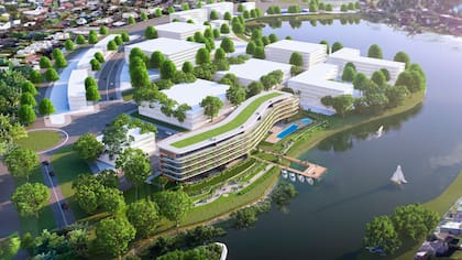 El edificio de ADN se adapta a la forma en que el terreno se vincula con el agua