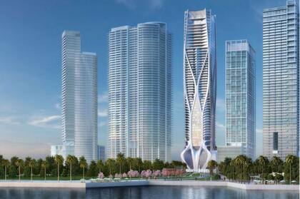 El edificio está en un complejo en el downtown de Miami y fue diseñado por la célebre arquitecta Zaha Hadid