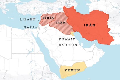 El "Eje de la Resistencia" de Irán opera en Irak con varias organizaciones que integran la Resistencia Islámica, en Líbano (con Hezbollah), Gaza (Hamas y la Jihad Islámica), y en Yemen (Hutíes)