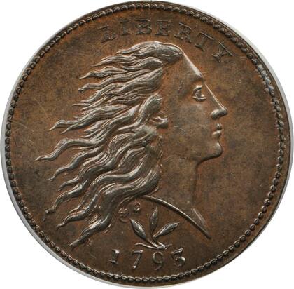 El ejemplar de 1793 muestra la imagen de la Libertad con el pelo suelto
