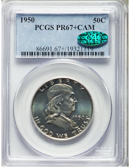 El ejemplar fue calificado como PR67+CAM debido a su estado casi perfecto de conservación y características de cameo, que muestra un claro contraste ente la superficie y el relieve del diseño