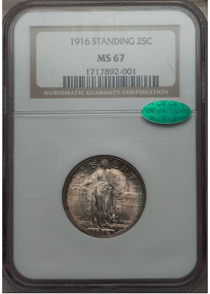 El ejemplar recibió la calificación MS67 por NGC