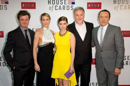El elenco de este atrapante thriller político junto al director David Fincher