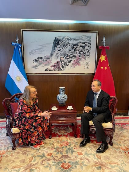 El embajador de China, junto a la ex gobernadora Alicia Kirchner.