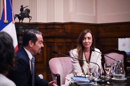 El embajador de Francia, Romain Nadal, con la vicepresidenta Victoria Villarruel