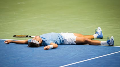 El emocionado festejo de Thiago Tirante al ganar el primer punto de la serie entre Argentina y Corea del Sur, en Busan