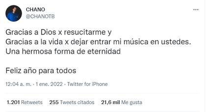 El emotivo mensaje de fin de año de Chano