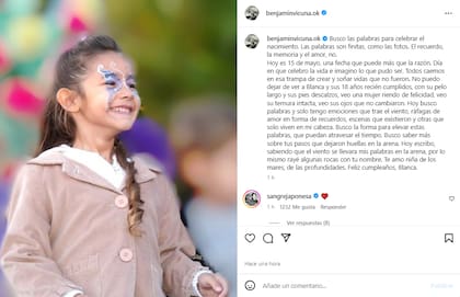 El emotivo posteo de Benjamín Vicuña en el día que su hija Blanca hubiese cumplido 18 años (Foto: Instagram @benjaminvicuna.ok)