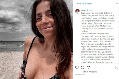 El emotivo posteo de Juariu a cinco años de superar el cáncer de mama