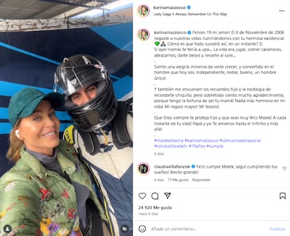 El emotivo posteo de Karina Mazzocco para su hijo Malek por sus 19 años (Foto: Instagram @karinamazzocco)
