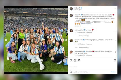 El emotivo posteo de Linda Raff con las parejas de los campeones del mundo (Foto: Instagram @linda.raff)