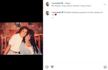 El emotivo posteo de Marixa Balli para homenajear los 25 años de la muerte de Rodrigo Bueno