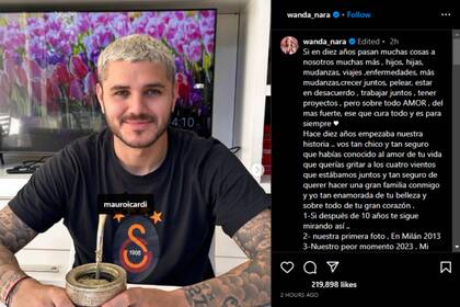 El emotivo posteo de Wanda Nara para Mauro Icardi en celebración de sus 10 años de amor (Foto Instagram @wanda_nara)