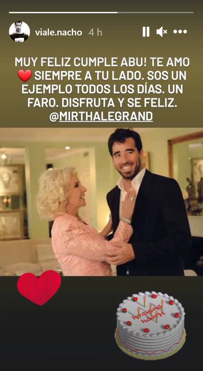 El emotivo saludo que Nacho Viale le dedicó a Mirtha Legrand (Instagram)