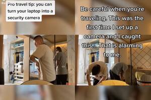 Puso una cámara oculta en la habitación del hotel y descubrió in fraganti a un camarero