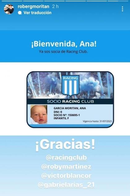 El empresario gastronómico posteó la foto del carnet que le entregó la institución de Avellaneda a la recién nacida