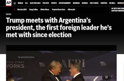El encuentro de Milei y Trump, en AP