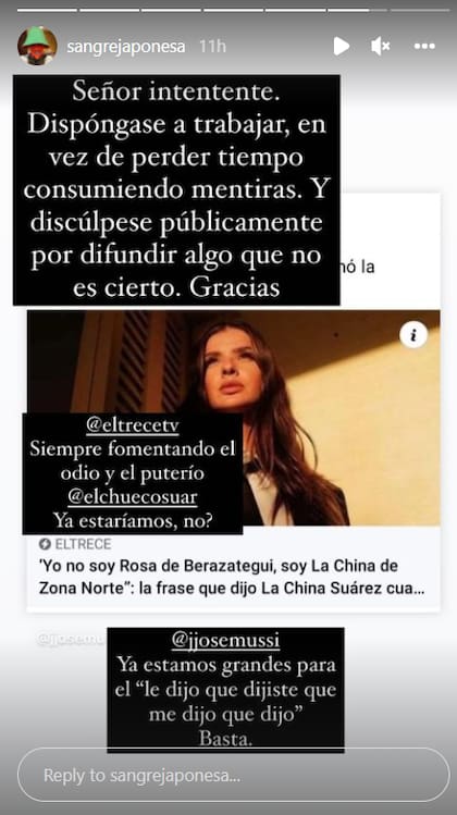 El enojo de la China Suárez en Instagram