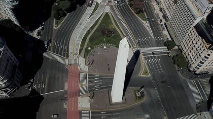 El epicentro de la ciudad de Buenos Aires vacio por el Civid