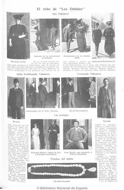 El episodio del robo de las joyas de la esposa de Tornquist tuvo gran difusión en la prensa local. Aquí, en Caras y Caretas del 27 de abril de 1907.