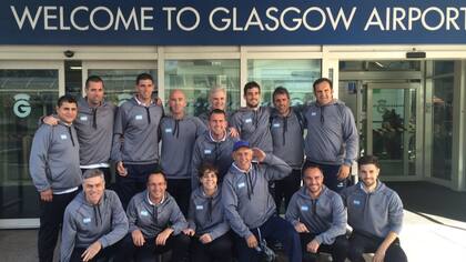 El equipo argentino en la llegada a Glasgow