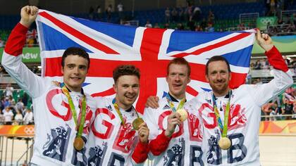 El equipo de persecución de ciclismo, con Steven Burke, Owain Doull, Ed Clancy y el legendario Bradley Wiggins: campeones en Río 2016 en persecución por equipos