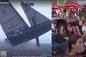 Despegó como un avión. Terrible accidente en la eliminatoria de la America's Cup